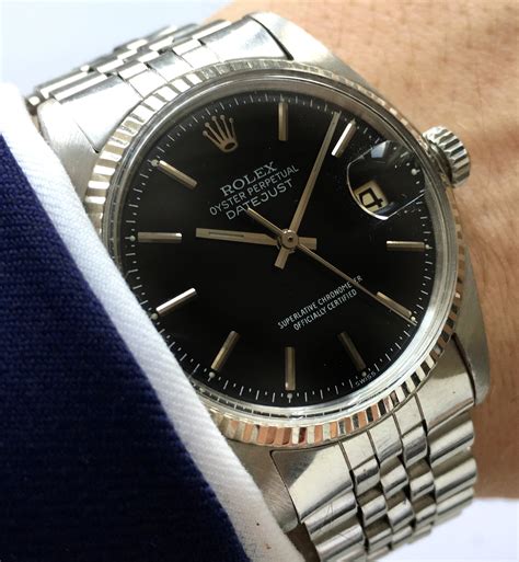 rolex datejust black dial vintage.